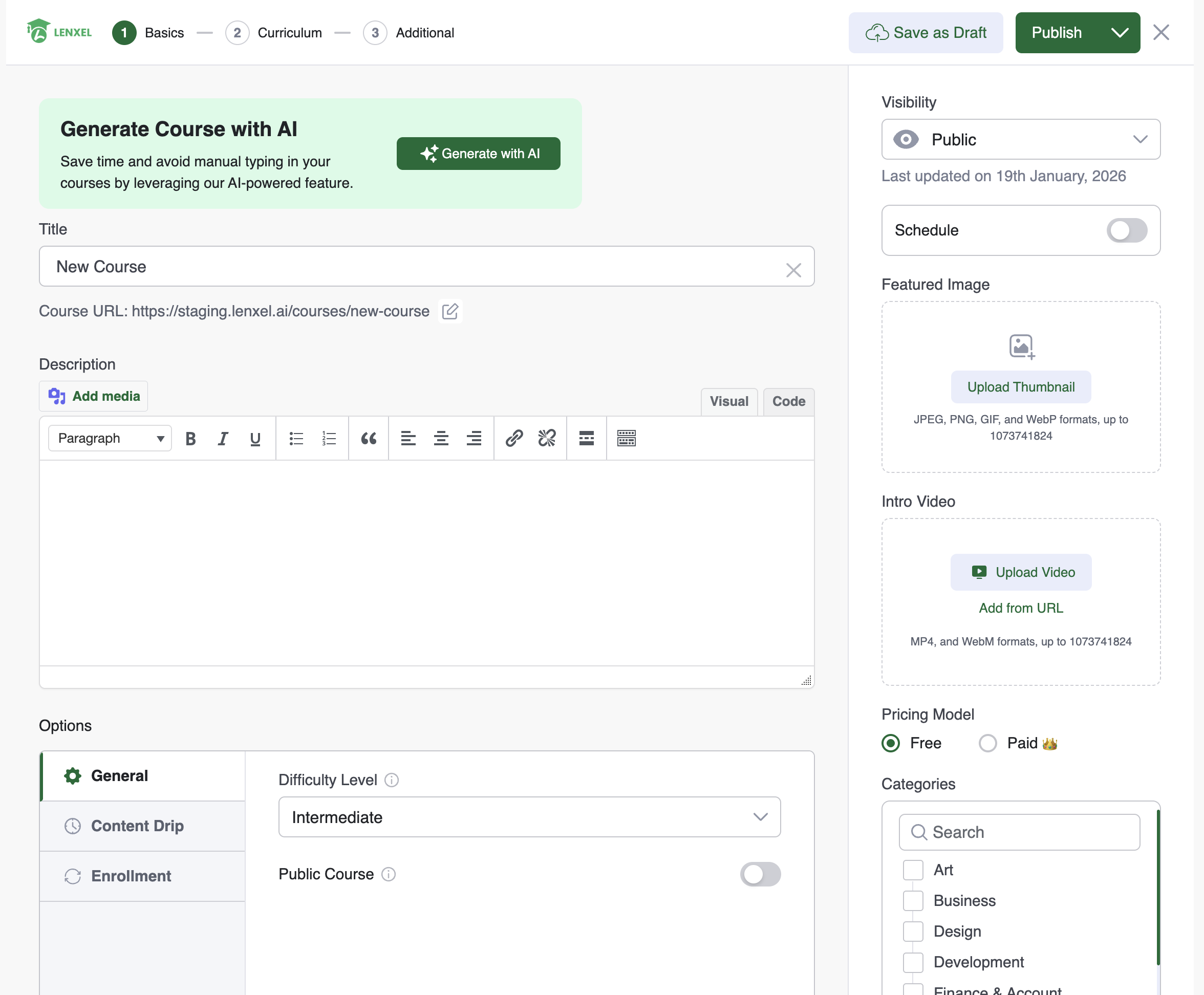 Course Builder Dashboard