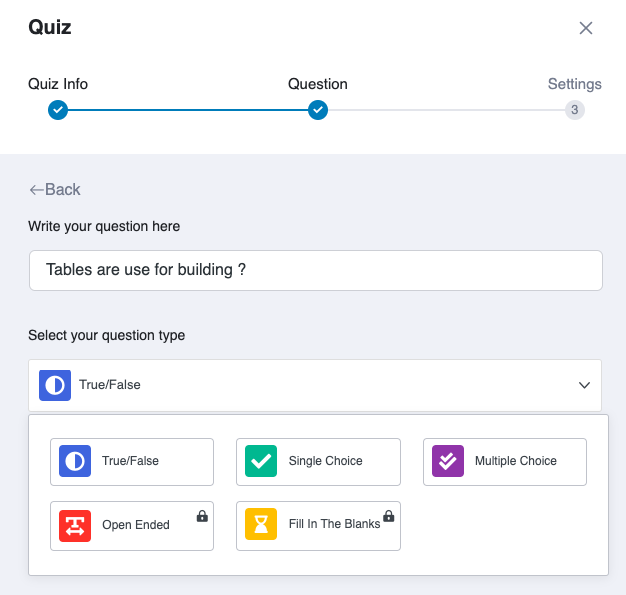 Quiz Question Options